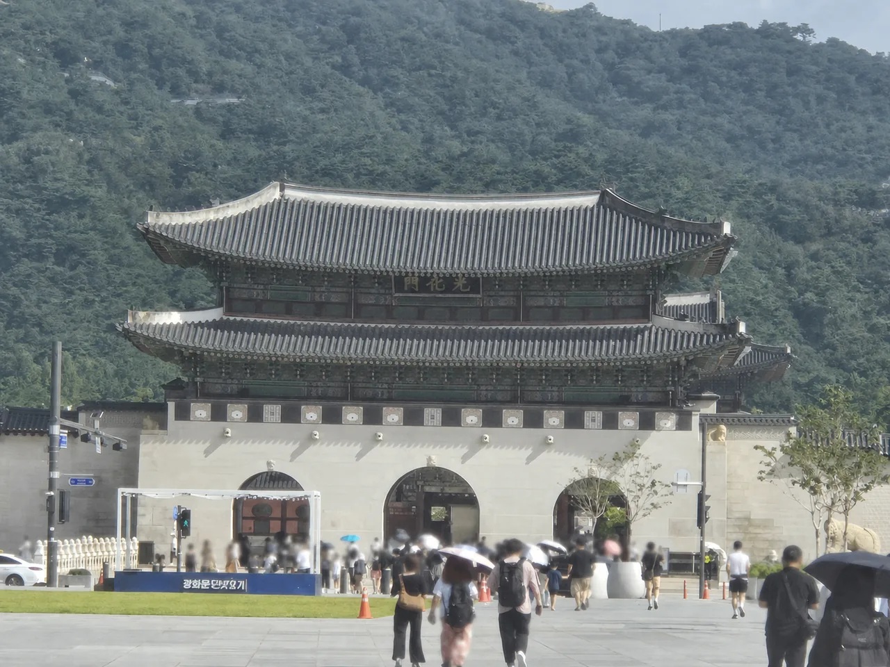 Gwanghwamun Gate and Bugaksan Mountain viewed from Gwanghwamun Square
