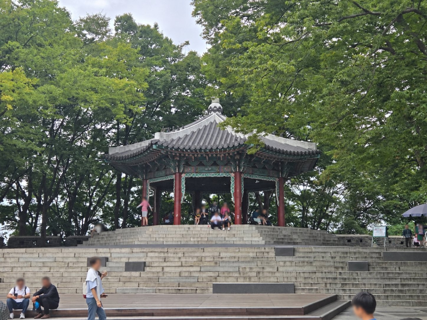 Namsan Palgakjeong Pavilion near N Seoul Tower surrounded by trees
