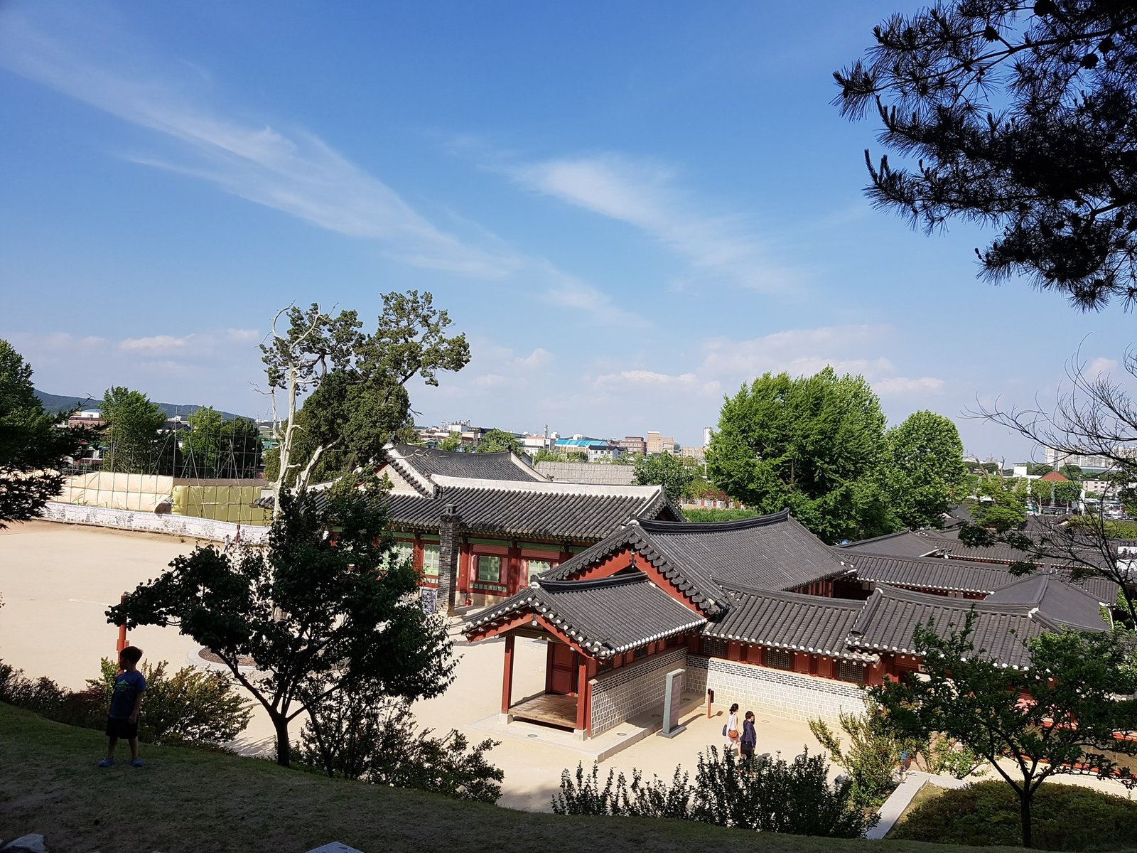 Traditional tiled roofs and courtyards of Hwaseong Haenggung Palace in Suwon